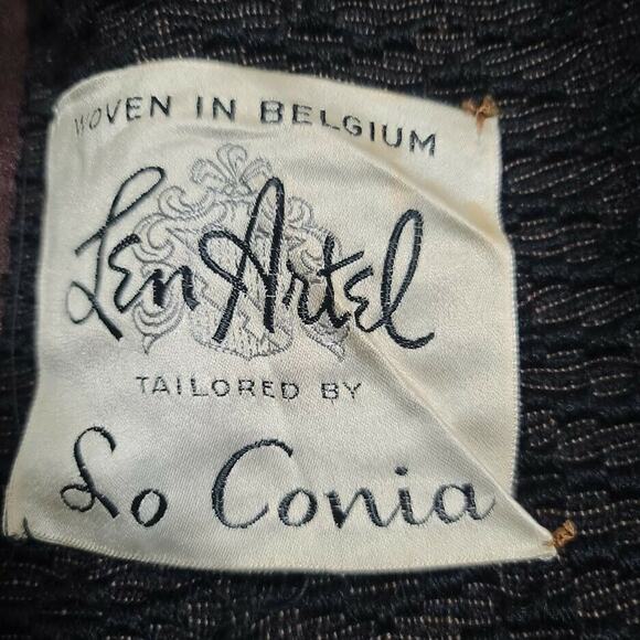 VTG Coat Len Artel Mink Fur Trim ILGWU 3/4 Sleeve MCM Jacket Gray Brown - Picture 2 of 10